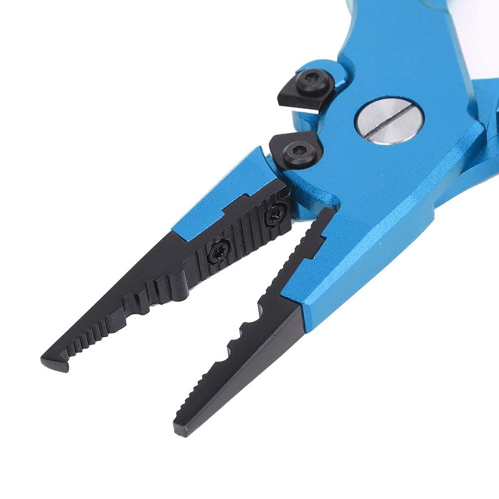 Premium Set of 2 Aluminum Alloy Fishing Pliers with Elastic Band - Saltwater & Freshwater Fishing Gear for Anglers (Blue) | Ideal for Catch Handling, Hook Removal & Line Cutting