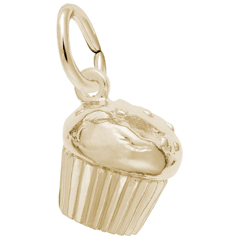 Rembrandt Charms Muffin Charm Pendant - 14K Gold or Sterling Silver Jewelry for Necklace | Perfect Gift for Bakers & Breakfast Lovers
