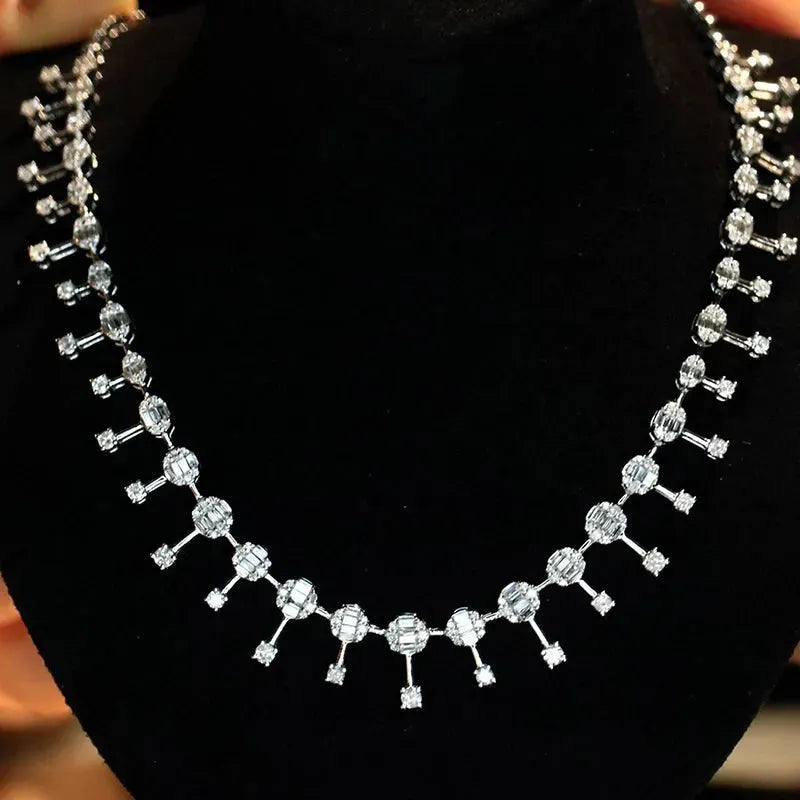 18K White Gold Diamond Necklace for Women - 2.6 Carat Real Natural Diamond Luxury Pendant with Sky Star Design - Perfect for Engagement, Wedding, Anniversary & Special Occasions