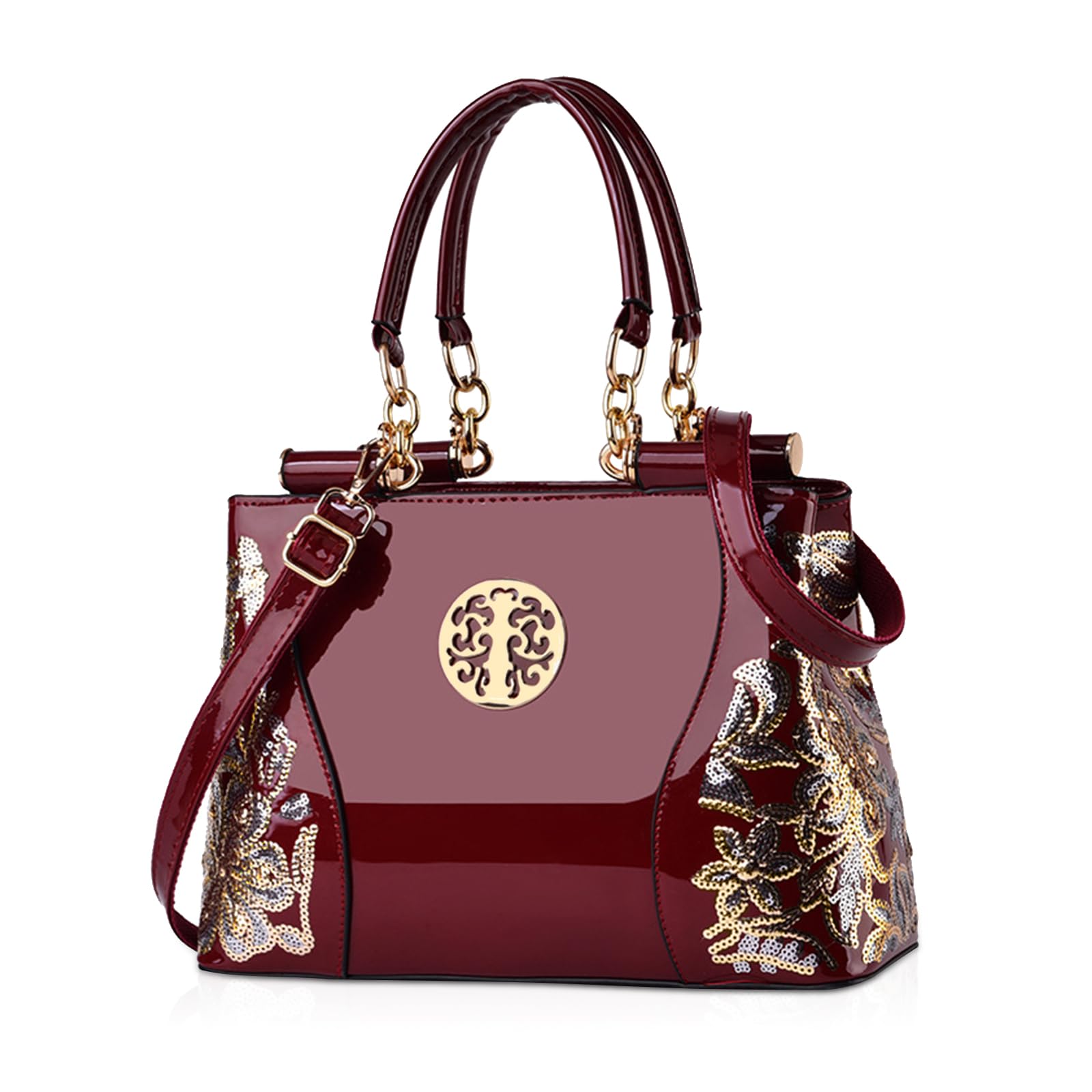 NICOLE & DORIS Women's Patent Leather Handbags - Stylish Hobo Bag, Tote & Shoulder Bag with Crossbody Strap - Perfect for Work, Wedding & Evening Events