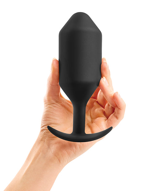 B Vibe Snug Plug 6 - Weighted Silicone Anal Plug for Enhanced Comfort & Pleasure, Black - Perfect for Solo Play & Couples Intimacy