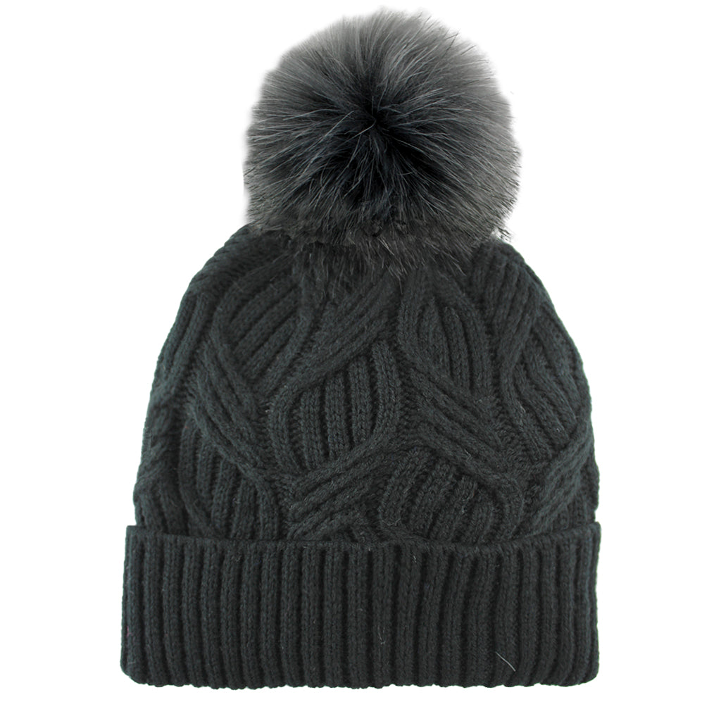 Women's Chunky Fold Over Beanie - Winter Warm Knit Hat for Cold Weather - Cozy Fleece Lined Cap for Outdoor Activities, Skiing, and Snowboarding