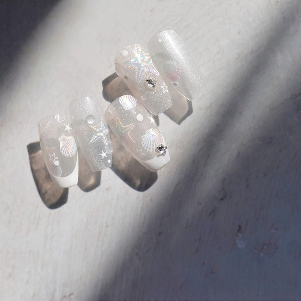 Aurora Ocean Nail Stickers - Summer Nail Art Decals with Starfish & Seashell Designs | Waterproof Nail Stickers for Manicure, Pedicure & Nail Art Supplies | Perfect for Beach Vacations, Pool Parties & Summer Nail Designs