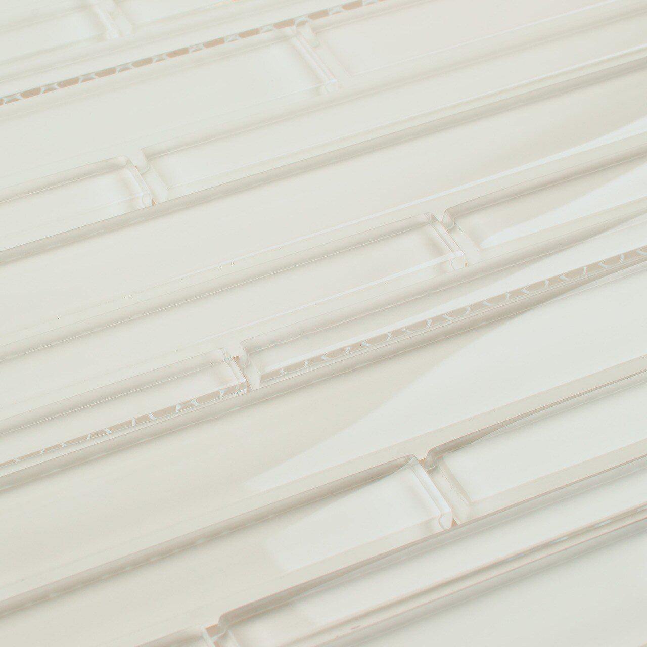 Creamy Glass Mosaic Tile Strip - Peel and Stick Backsplash for Kitchen & Bathroom DIY Home Decor