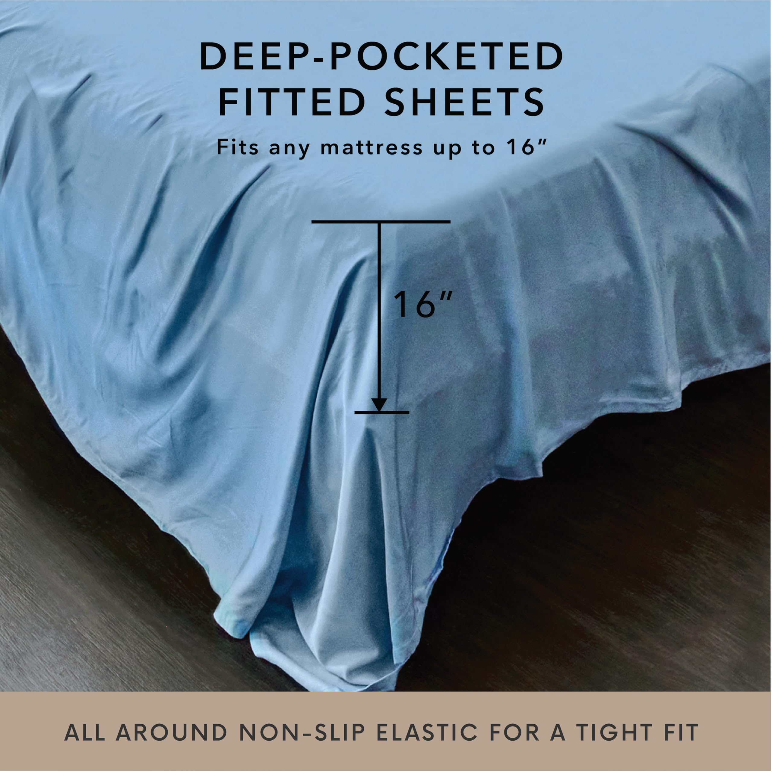 Bamboo Bay 6-Piece Queen Size Sheet Set - 100% Viscose Bamboo Bedding, Breathable & Ultra Soft Cooling Sheets for Hot Sleepers, Deep Pocket Fits 16