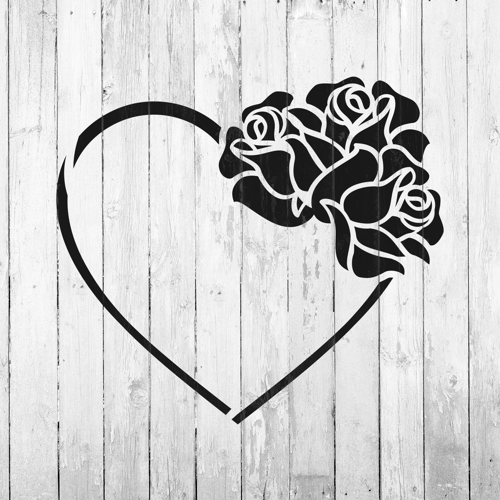 Heart with Roses Stencil - Romantic Love Rose Template for DIY Crafts, Wall Art, Scrapbooking & Wedding Decorations