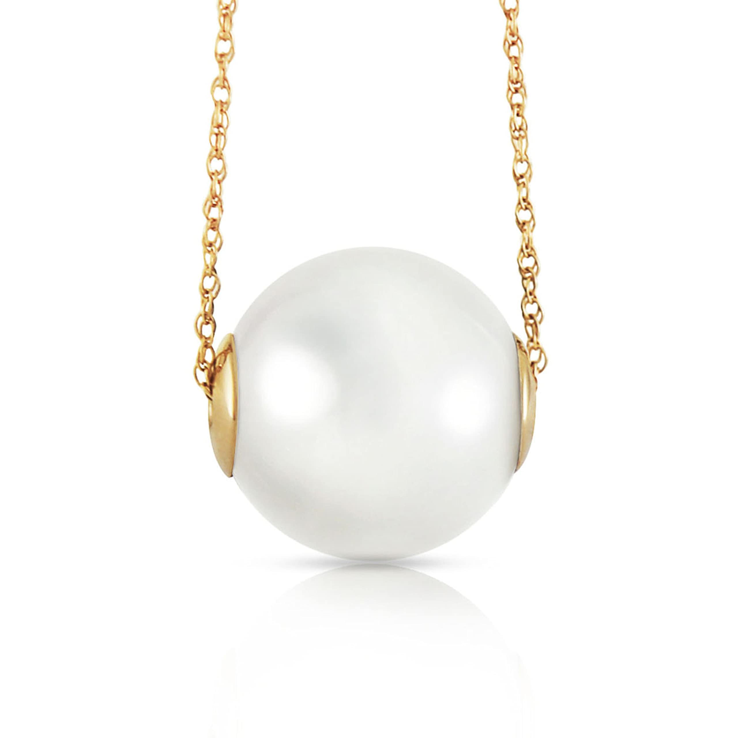 14K Yellow Gold Necklace with 16mm White Shell Pearl - Elegant Galaxy Gold GG Jewelry for Women | Perfect for Weddings, Parties & Special Occasions