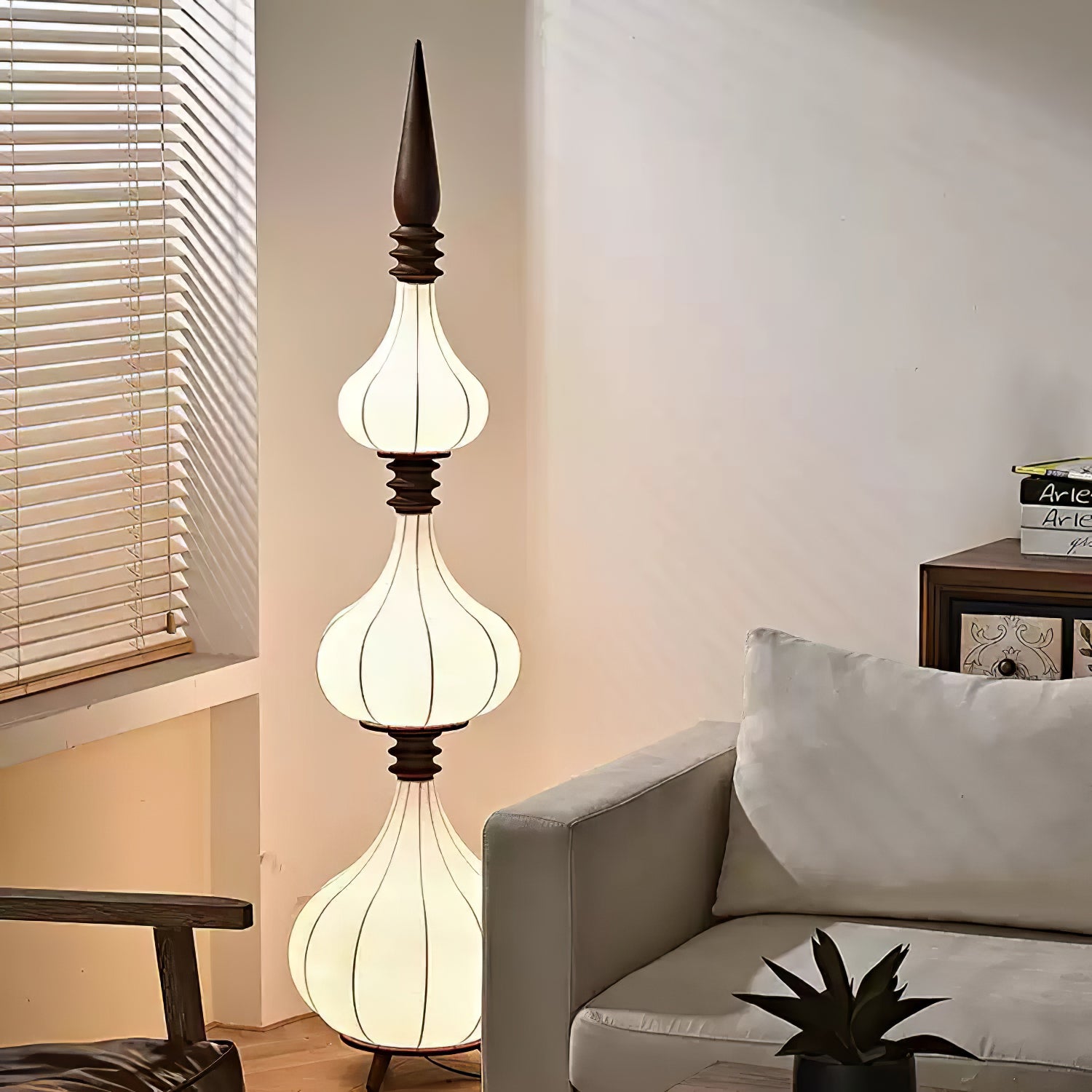Modern Cassia Floor Lamp - Adjustable Height LED Standing Light for Living Room, Bedroom & Office - Warm White & Cool White Dimmable Lighting for Reading & Relaxation