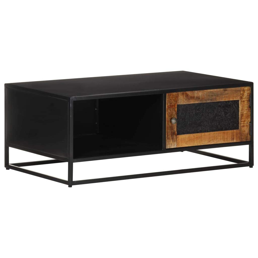 Rustic Square Coffee Table with Storage - Solid Mango Wood Living Room Center Table, Bedroom Side Table for Study & Lounge - Handcrafted Wooden Coffee Table for Home Decor