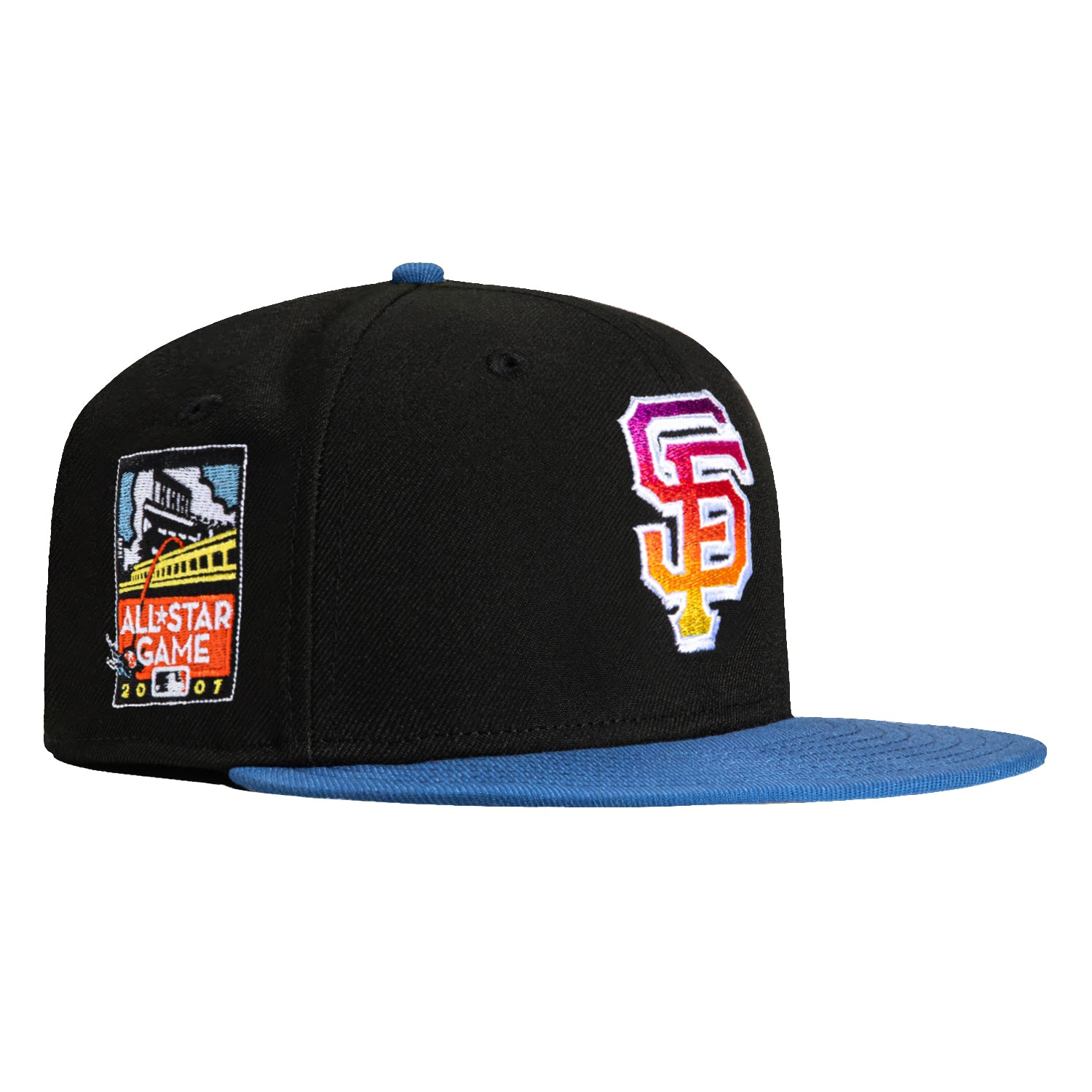 New Era 59Fifty Level Up Pack San Francisco Giants 2007 All Star Game Patch Snapback Hat - Black & Indigo - Official MLB Baseball Cap for Men & Women - Perfect for Games, Collecting & Streetwear Fashion
