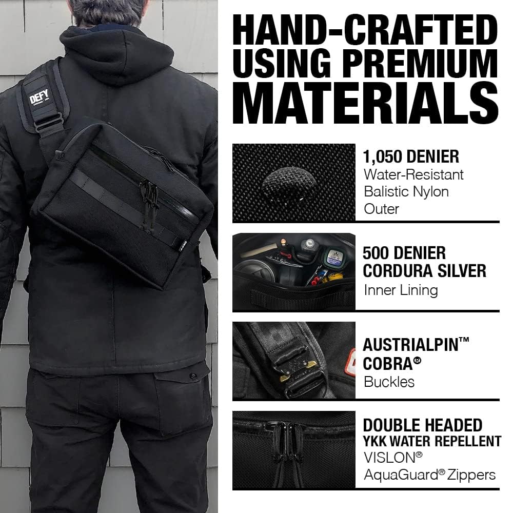 DEFY Insidious Jr. Sling Bag - Durable Ballistic Nylon Crossbody Bag for Men - 6L Utility Shoulder Pack with 12.5