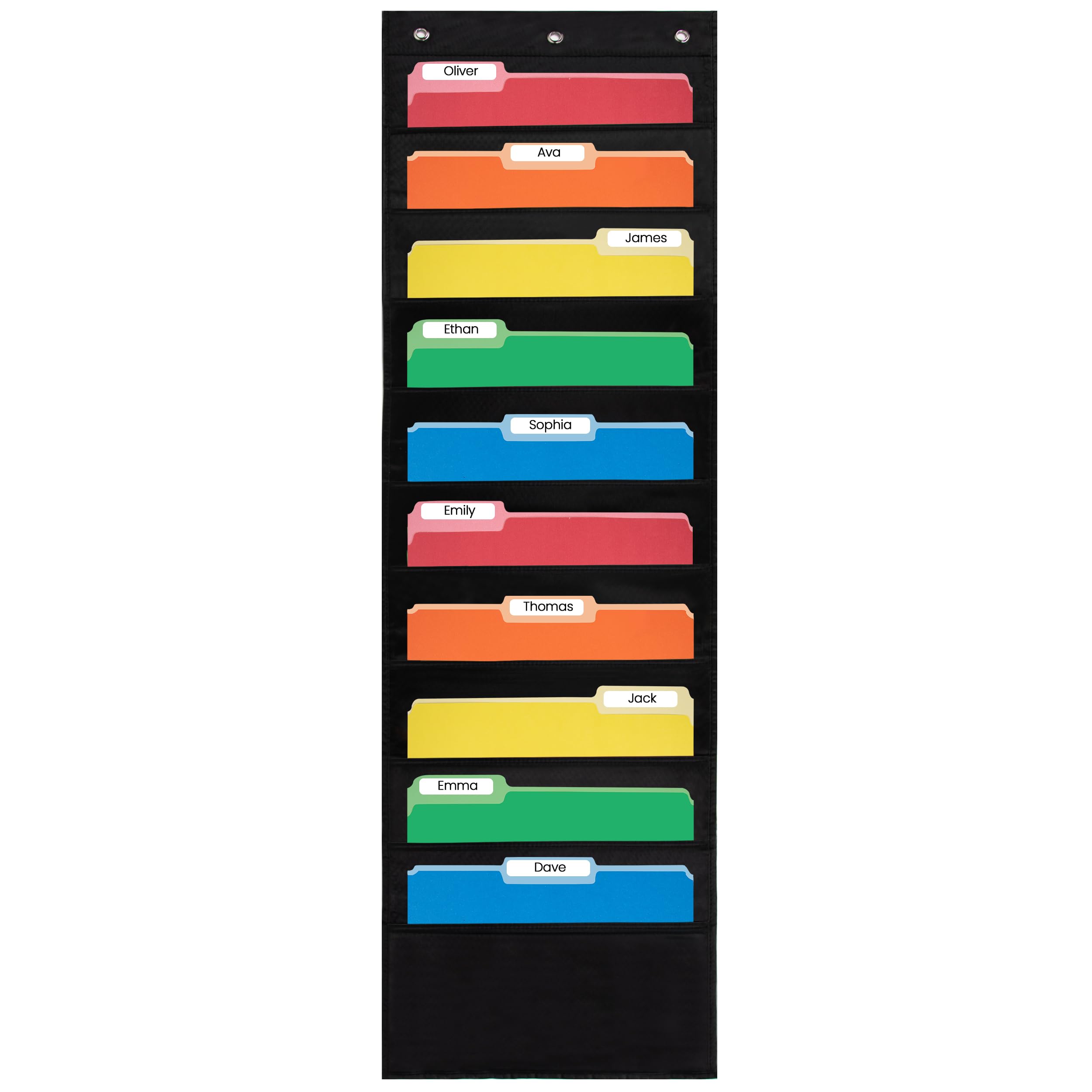 Essex Wares 10 Pocket Wall Hanging File Organizer - Black File Folder Chart 14