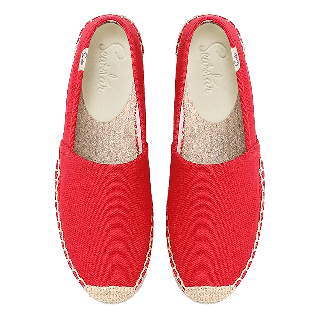 Bayside Classic Red Espadrille Flats - Comfortable Women's Casual Shoes for Summer, Beach, and Vacation Wear