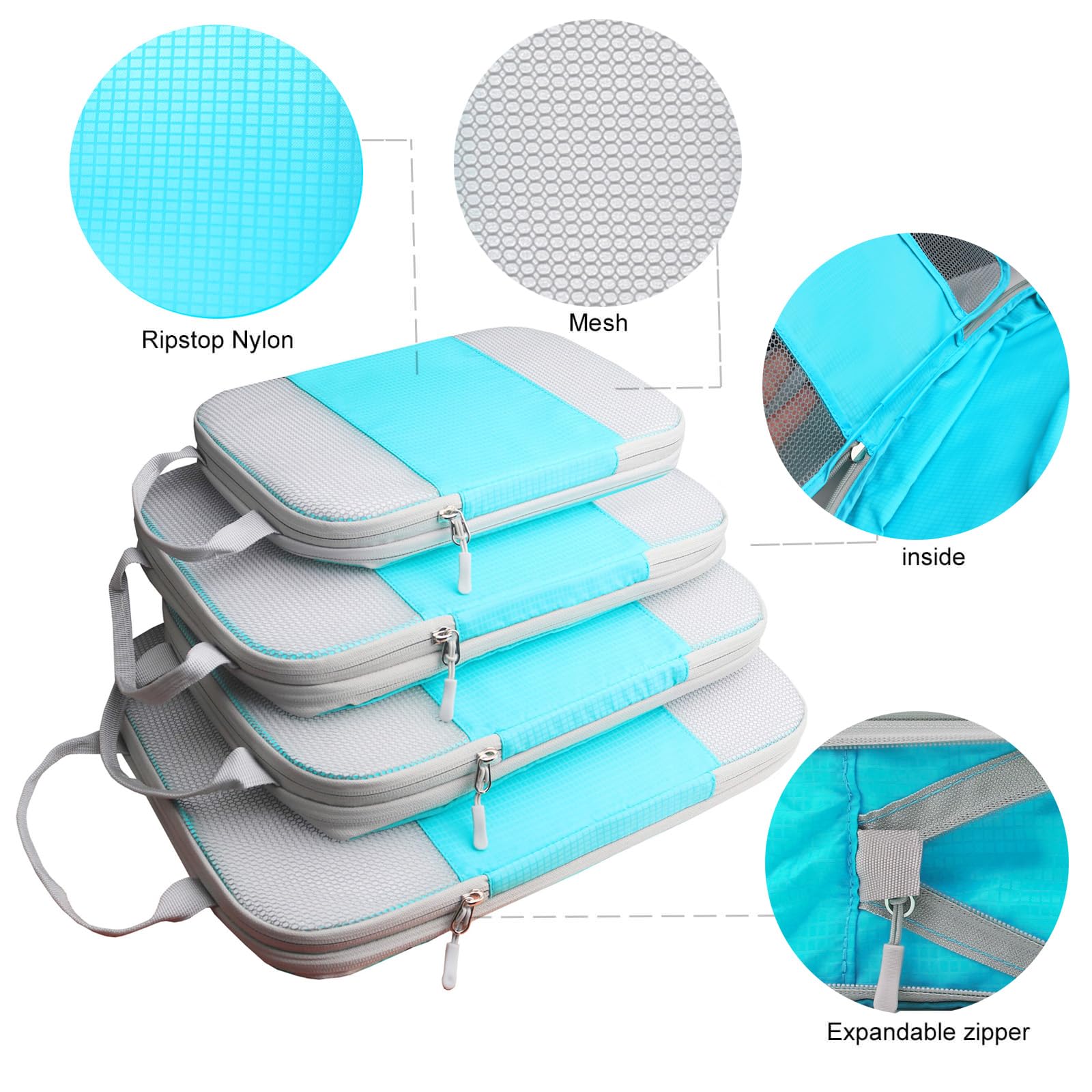 Gowraps 6-Piece/4-Piece Compression Packing Cubes Set - Travel Organizer for Suitcases, Luggage, Carry-On & Backpacks | Space-Saving Storage Bags for Efficient Packing | Perfect for Business Trips, Vacations & Weekend Getaways