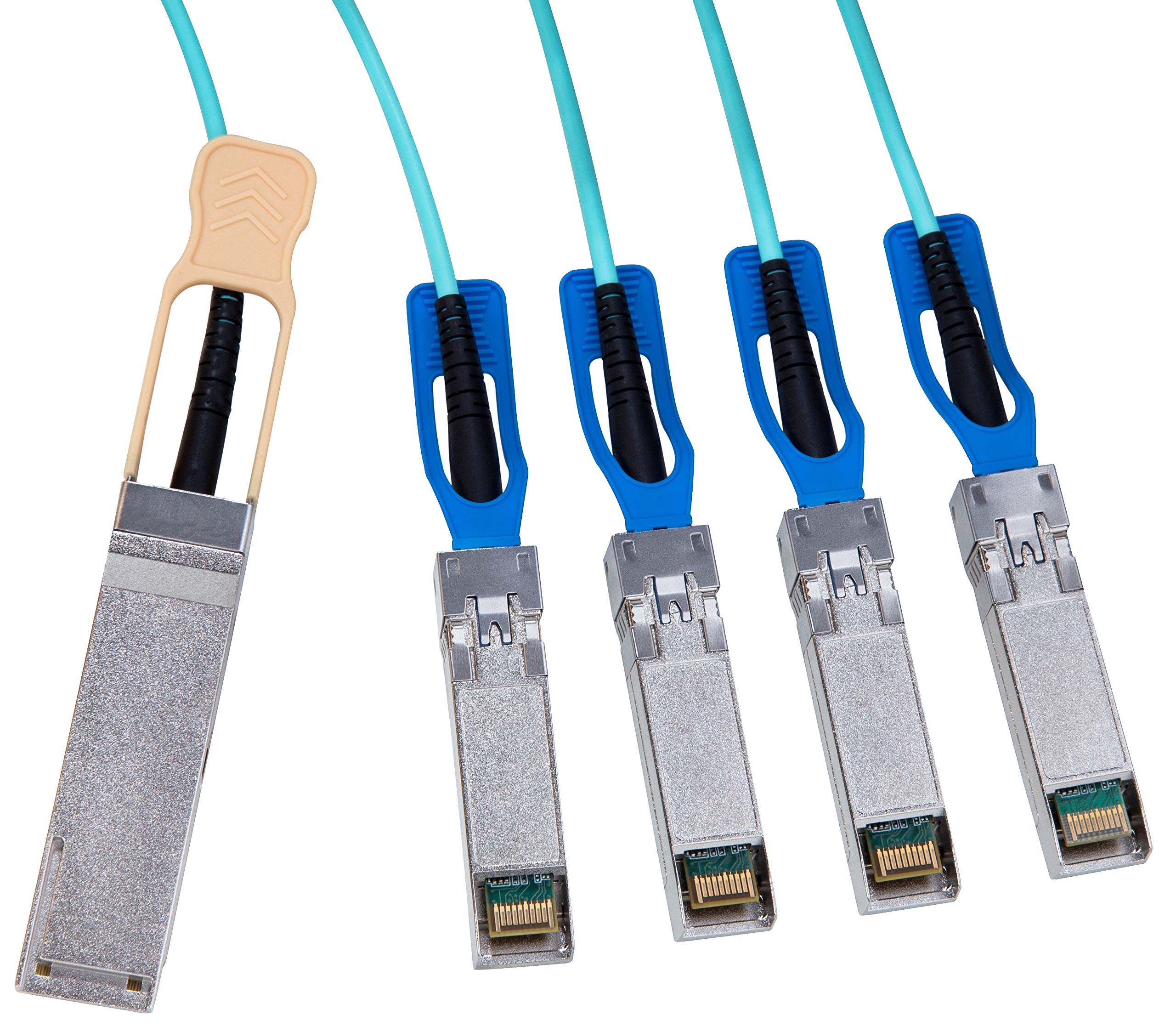100G QSFP28 to 4x SFP28 Breakout AOC Cable - 5M/16.4ft 100GBASE-AOC Compatible with Dell, Cisco, HPE | High-Speed Fiber Optic Active Optical Cable for Data Centers, Cloud Computing & High-Performance Networking