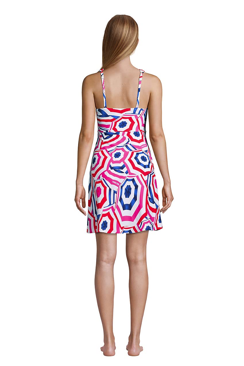 Lands' End Women's Chlorine-Resistant Surplice Swim Dress with Control - Classic Cobalt Blue | Beach & Pool Cover-Up, Swimwear for Women, Perfect for Vacation & Summer Activities