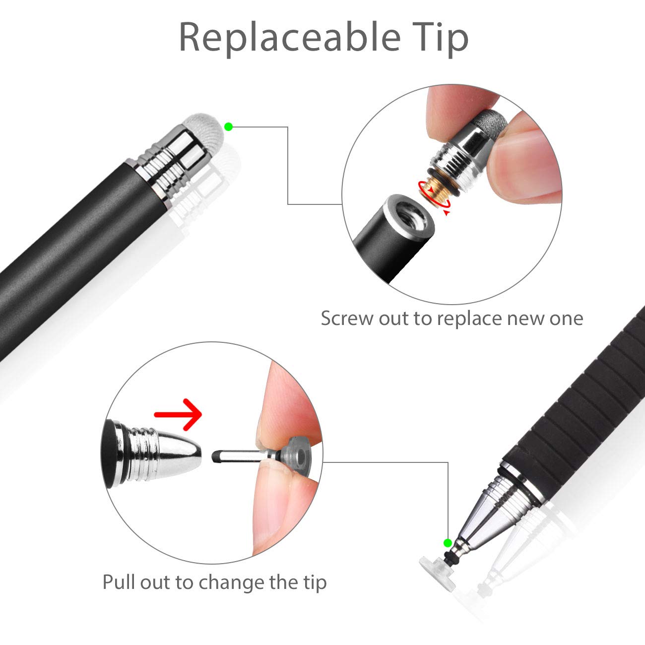 Dimples Excel Stylus Pen for iPad & All Touch Screens - Universal Tablet Stylus (Black+Black) - Perfect for Drawing, Note-Taking & Digital Signatures