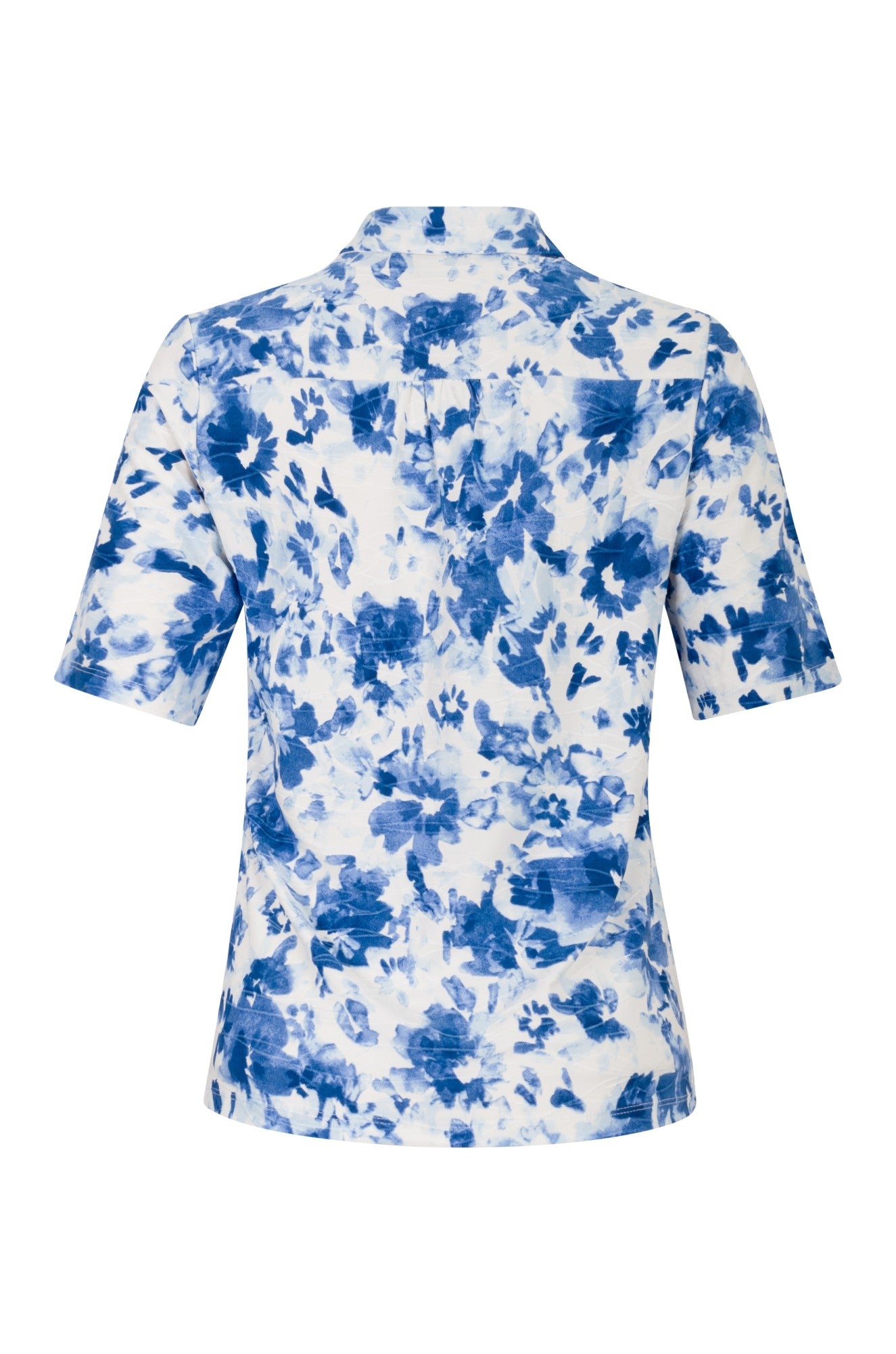Premium Polyester Blend Polo Shirt for Men - Indigo White Floral Print (Style 9122A1) | Casual Wear, Office Attire & Summer Fashion