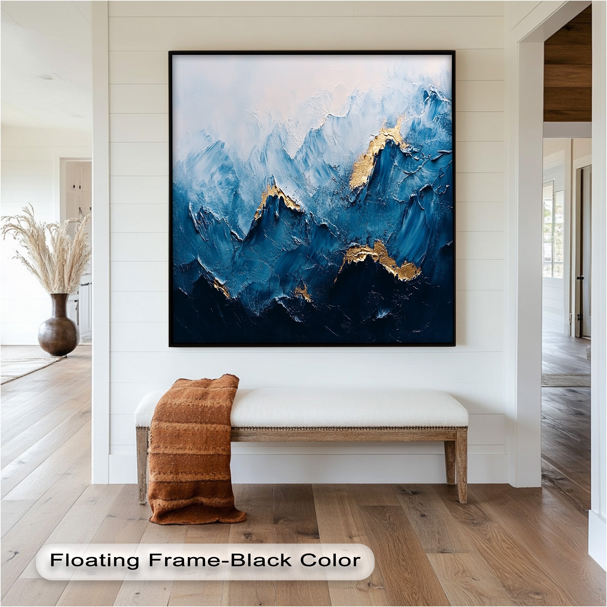 Blue Ridge Art - Handmade Abstract Mountain Oil Painting on Canvas for Home & Office Wall Decor