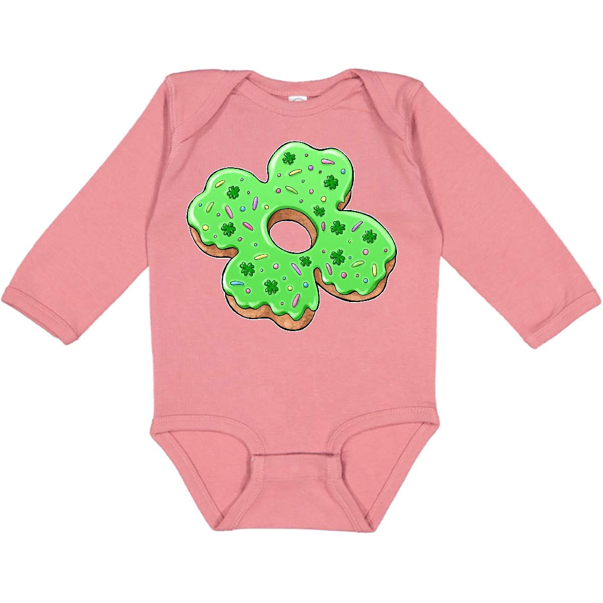 Inktastic St. Patrick's Day 4 Leaf Clover Donut Long Sleeve Baby Bodysuit - Cute Irish-Themed Outfit for Babies & Toddlers - Perfect for St. Paddy's Day Celebrations, Photo Shoots & Irish Heritage Events