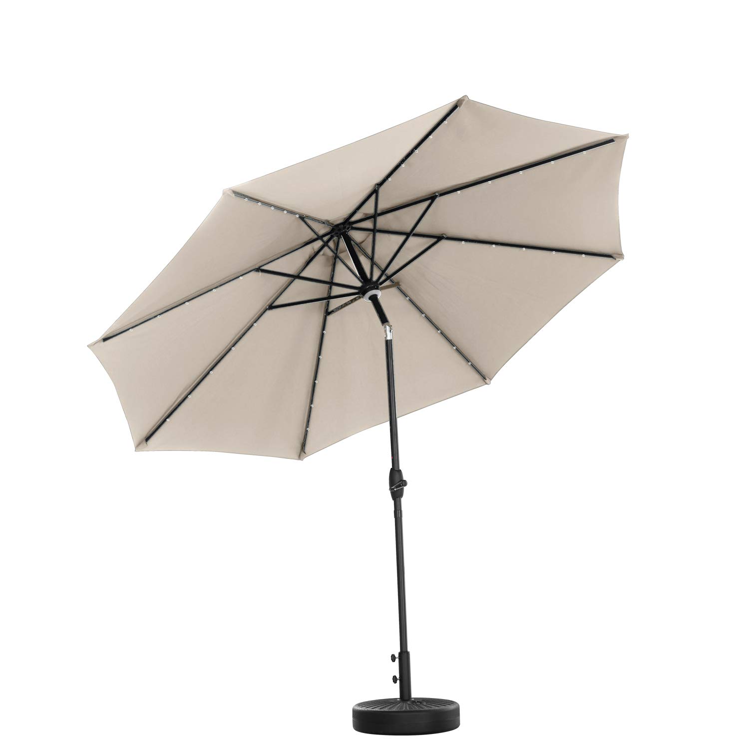 10Ft Outdoor Lighted Patio Umbrella with Tilt & Crank - Waterproof Market Umbrella for Garden, Deck, Backyard, Pool - Perfect for Dining, Lounging, and Outdoor Entertaining