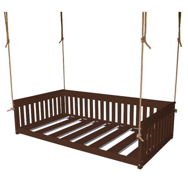 Twin Mission Hanging Daybed with Rope - Outdoor Porch Swing Bed for Patio, Garden, and Backyard Relaxation
