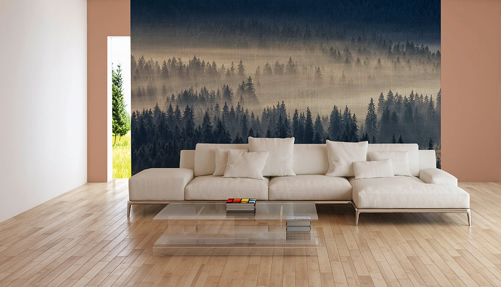Designwalls 2 Forest in Fog Canvas Wall Art - Nature Landscape Painting for Home & Office Decor - Perfect for Living Room, Bedroom or Office Wall Decoration