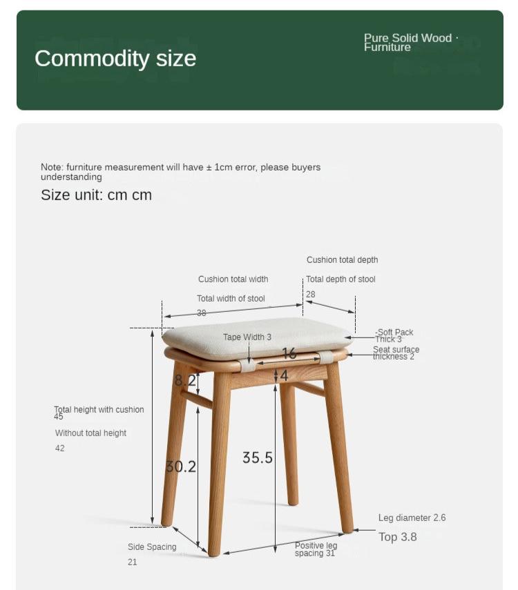 Premium Black Walnut, Cherry & Oak Solid Wood Modern Vanity Stool - Luxury Makeup Seat for Dressing Table, Bedroom & Bathroom