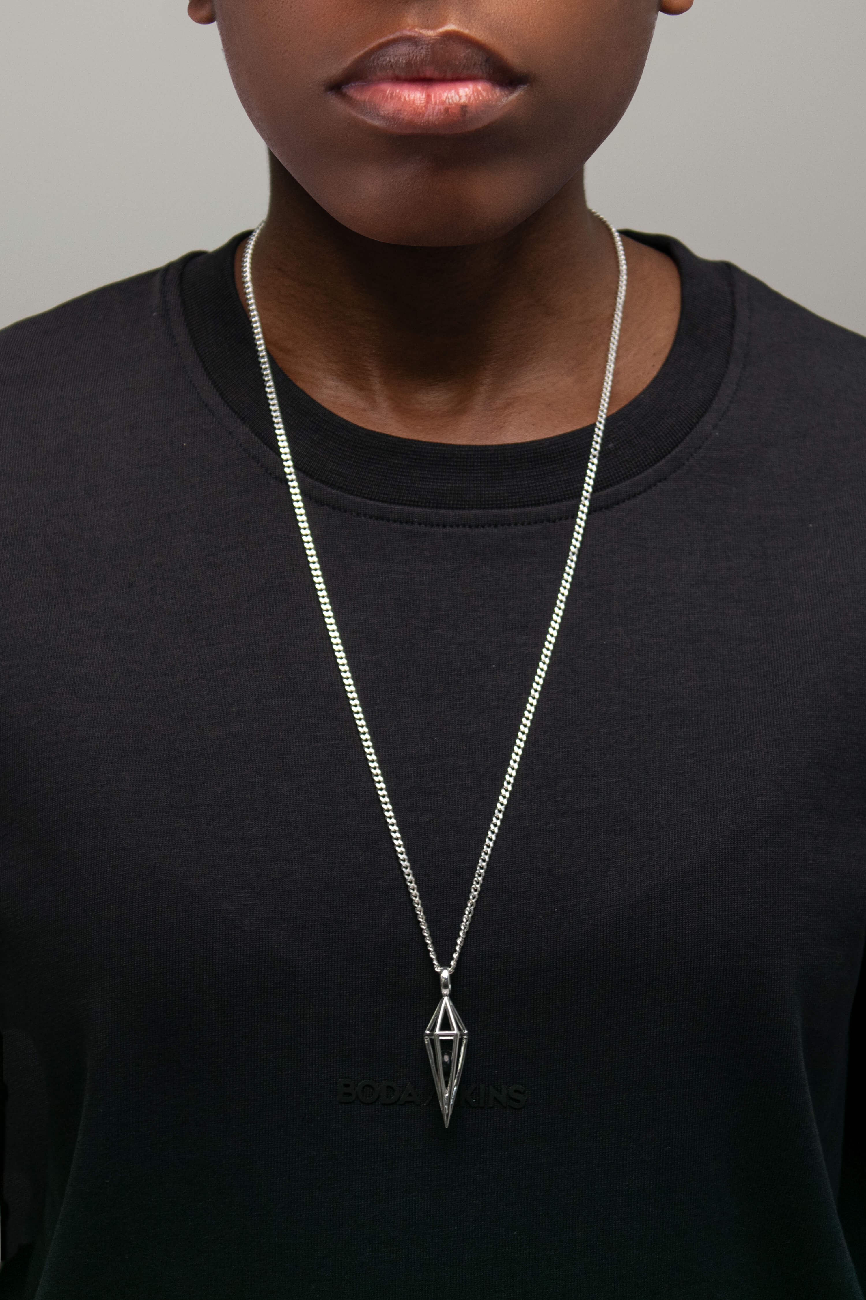Shungite Geometric Pendant Necklace with Chain - Black Stone Protection Jewelry for EMF Radiation Shielding & Energy Cleansing | Perfect for Meditation, Office Wear & Spiritual Healing