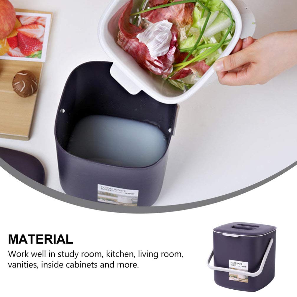 Cabilock 1pc Small Trash Can with Handle - Purple Plastic Garbage Bin for Bathroom, Kitchen, Office & Car - Wet/Dry Waste Basket for Compost & Drain Disposal - Perfect for Home, Travel & Workspace Organization