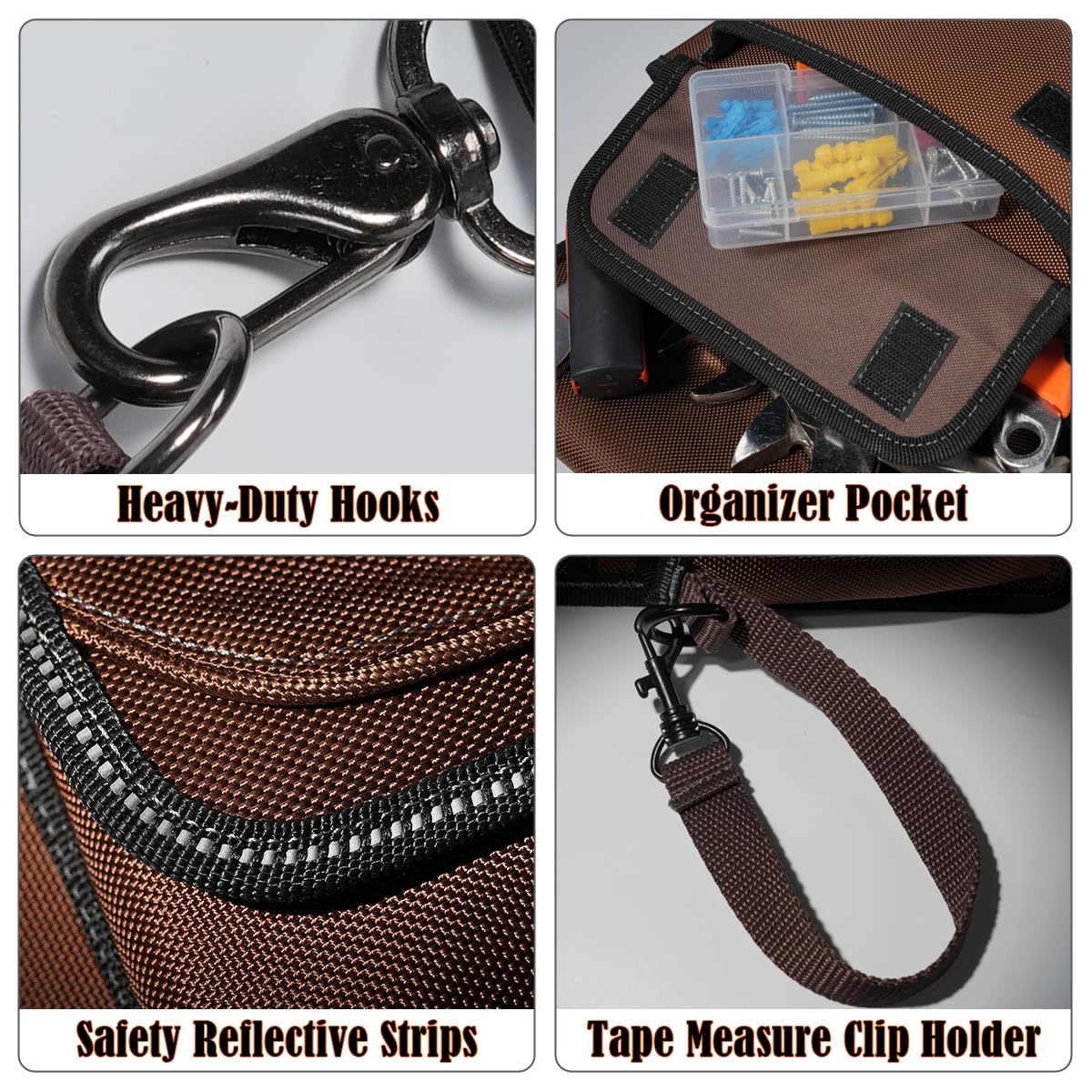 WELKINLAND Heavy Duty Electrician Tool Belt - 10-Pocket Professional Electrical Tool Pouch for Men | Durable Work Belt for Electricians, Contractors & DIY Projects | Perfect for Wiring, Repairs & Construction Work