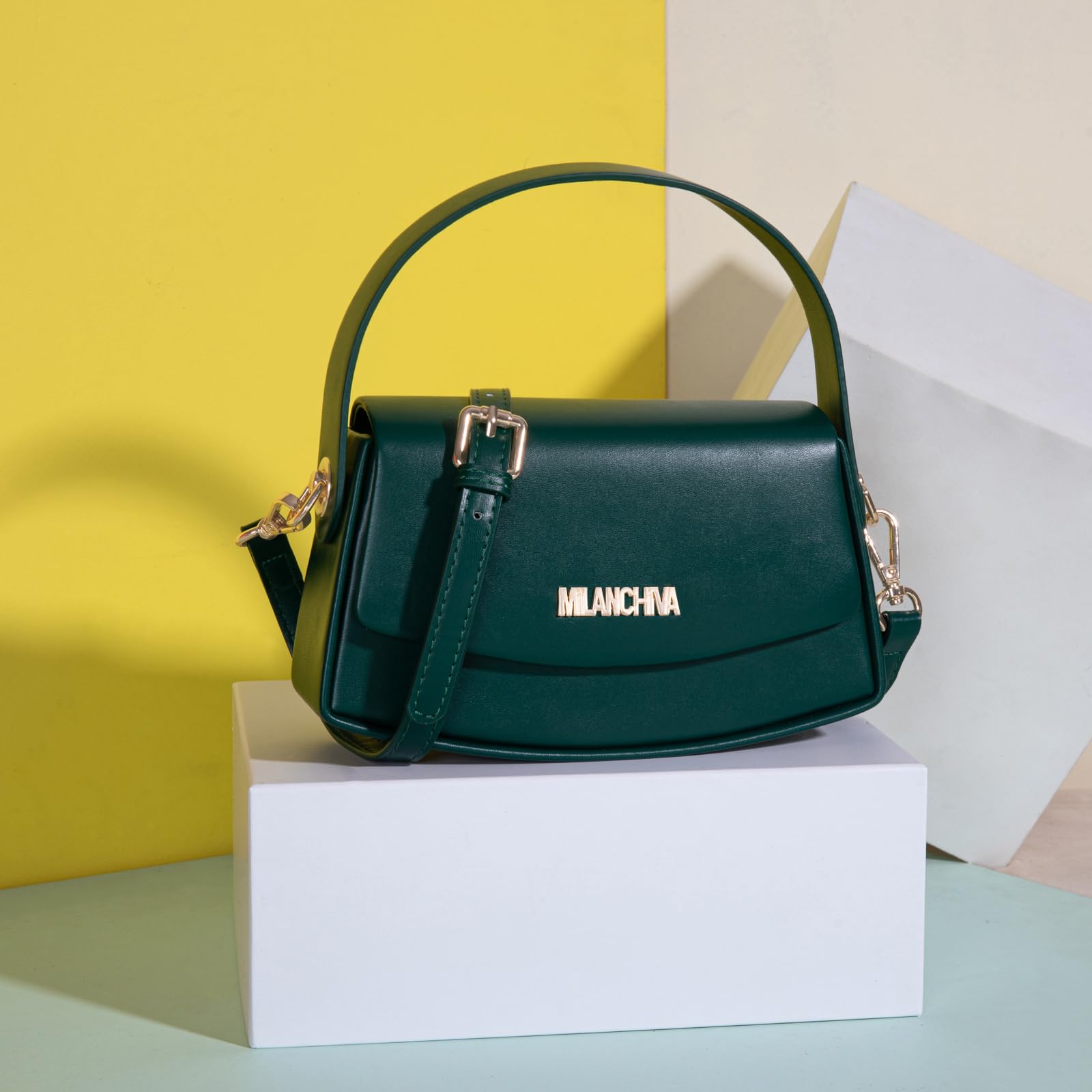 Milan Chiva Mini Top Handle Purse for Women - Small Cute Clutch Bag with Chain Strap | Perfect for Evening Parties, Weddings & Date Nights