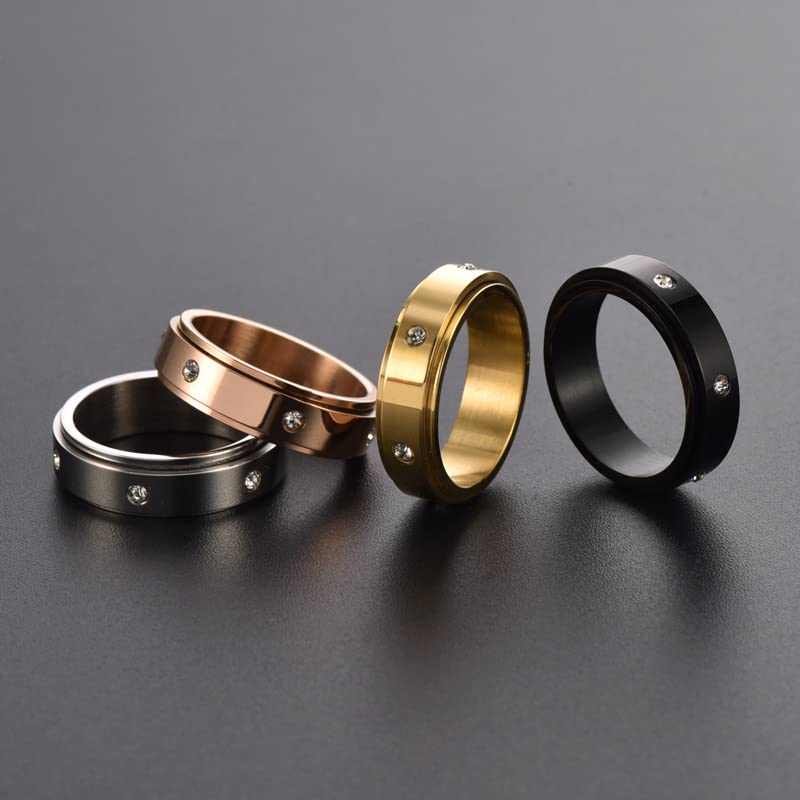 Keep Fucking Going Motivational Spinner Ring - Stainless Steel Inspirational Jewelry with Zircon Stones - Graduation Gift for Women & Teens - Silver Size 8 - Perfect for Daily Wear, Stress Relief & Self-Encouragement