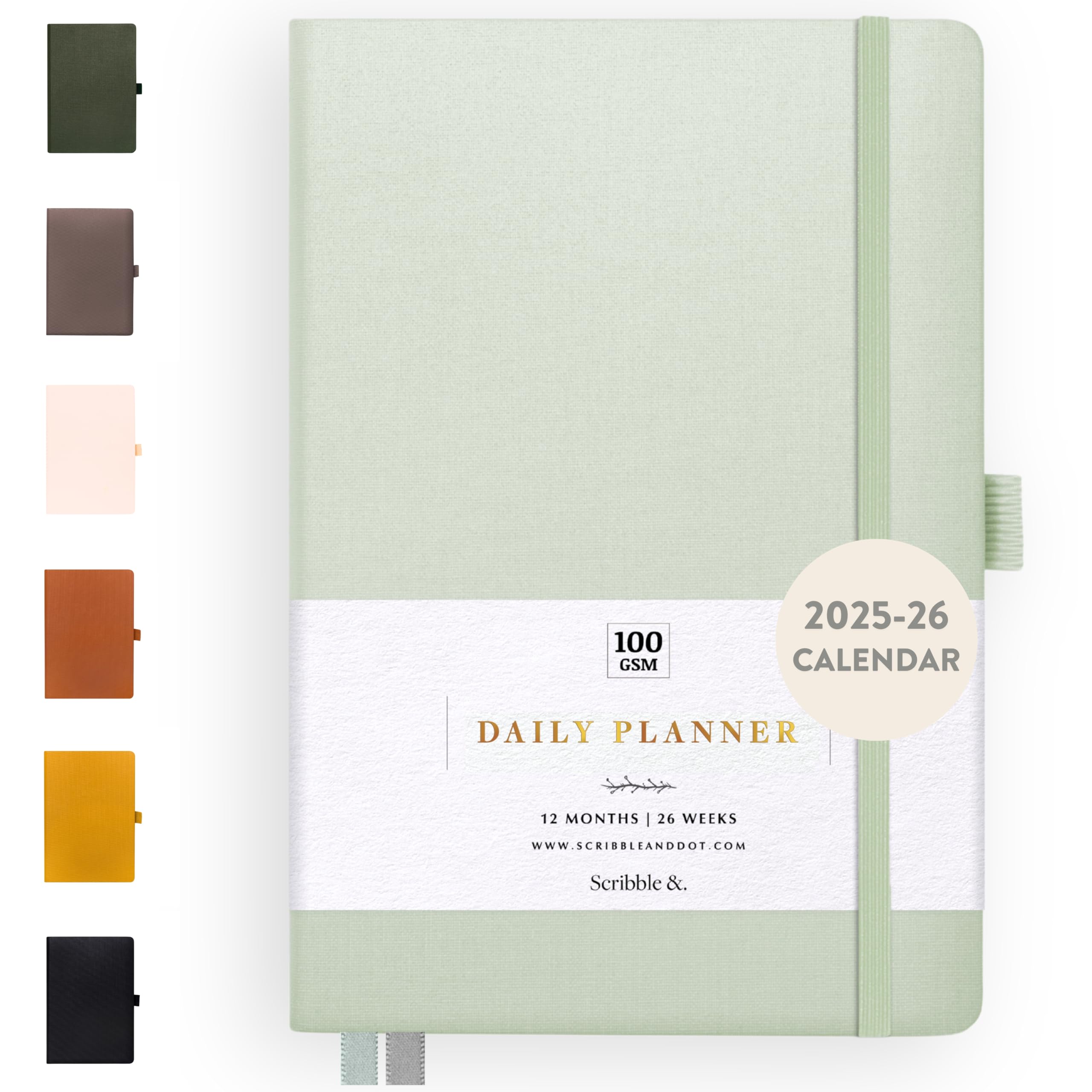 Scribble & Dot® 2025 Daily, Weekly & Monthly Planner - A5 Hardcover Goal Achievement Planner (Blue Sage) | Perfect for Work, School & Personal Organization