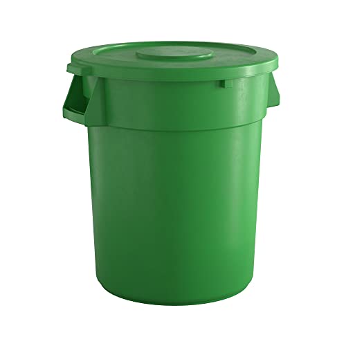 Krollen 32 Gallon Commercial Trash Can with Lid - Heavy Duty Round Recycling Bin for Office, Restaurant & Outdoor Use