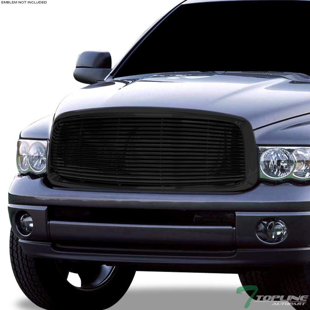 Glossy Black ABS Front Hood Bumper Grill Guard Compatible with 2002-2005 Dodge Ram 1500 & 2003-2005 Ram 2500/3500 - Durable Protection for Off-Road & Truck Customization