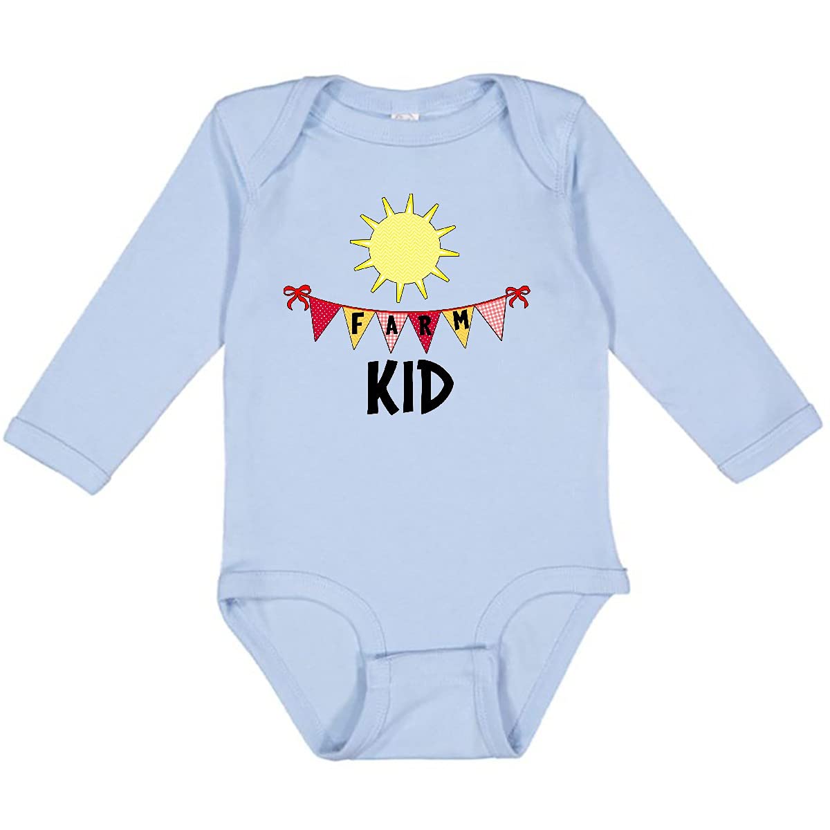 Inktastic Farm Kid Flags and Sun Long Sleeve Baby Bodysuit - Soft Cotton Creeper for Infants & Toddlers - Perfect for Playdates, Family Photos & Outdoor Adventures