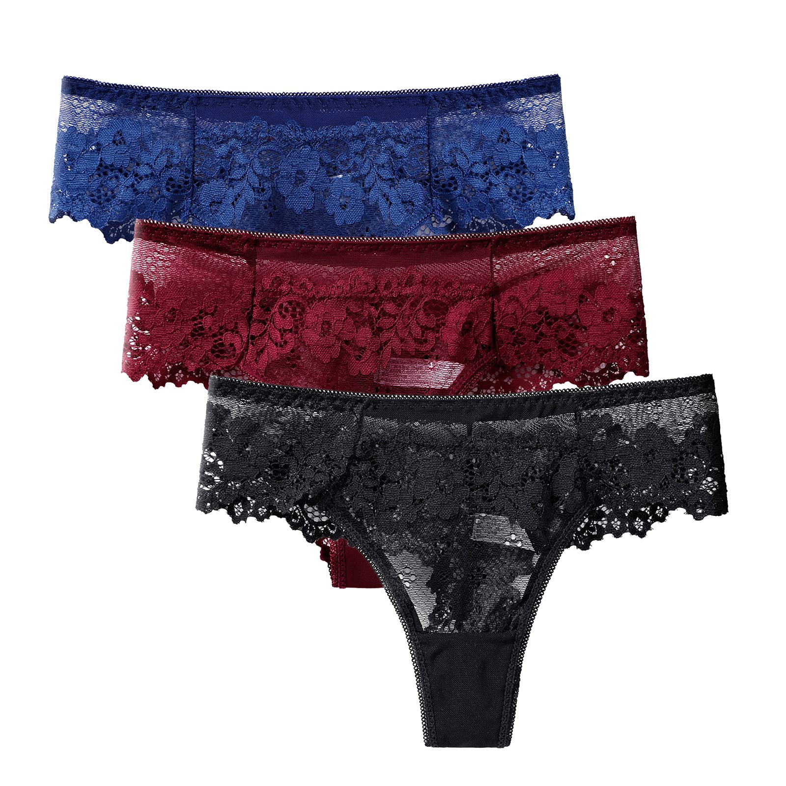 3 Pack Women's Cheeky Lace Hipster Panties - Breathable Hollow Out Design, T-Back Low Rise Underwear for Women (Black/White/Beige) | Perfect for Daily Wear, Date Night & Special Occasions