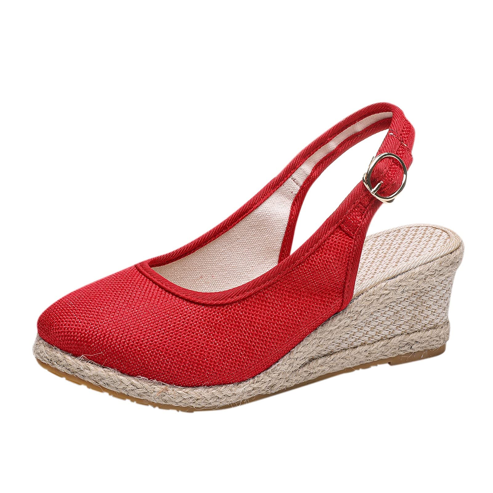 Masbird Women's Wedge Sandals - Open Toe Cross Strap Heels with Adjustable Ankle Buckle | Summer Casual & Beach Wedding Shoes for Women
