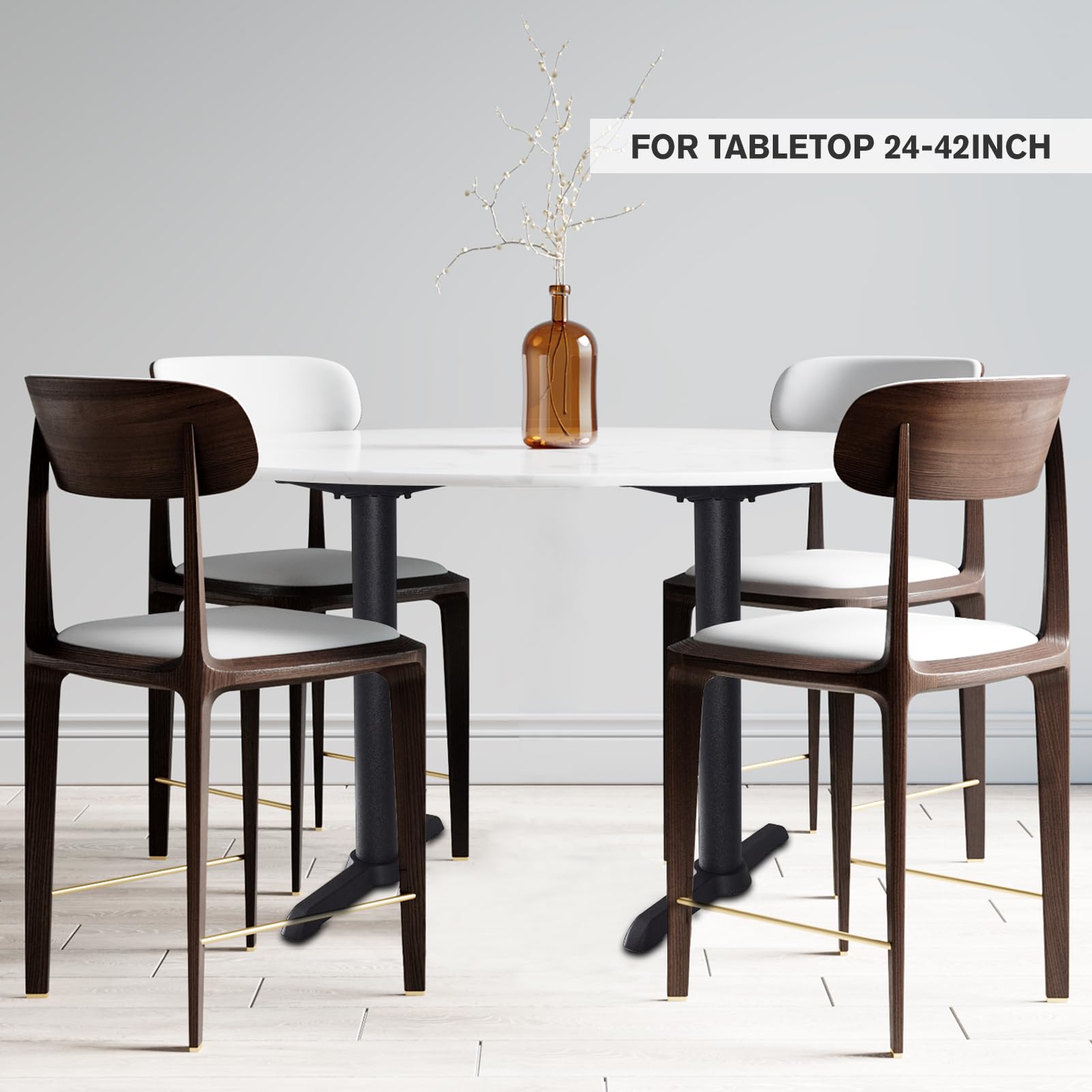 Jogreful 28 Inch Table Base Only - Set of 2 Cast Iron Metal Legs for Coffee Table, Dining Table, Desk (T-Base) - Sturdy Furniture Support for Home, Office & Restaurant Use