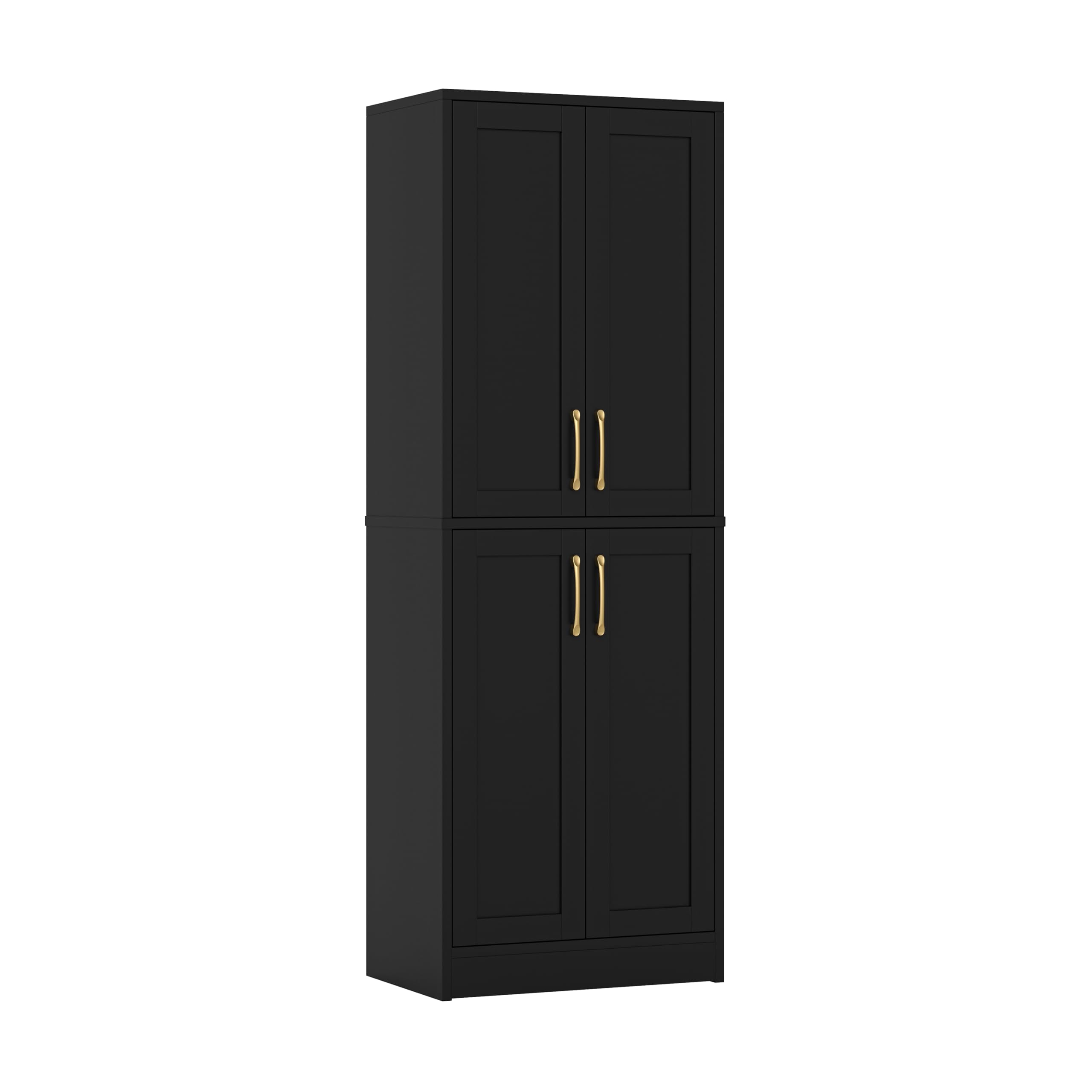 4-Door Adjustable Shelf Kitchen Pantry Cabinet - Freestanding Tall Black Storage Cupboard for Dining Room, Living Room, Laundry & Bathroom | Perfect for Home Organization, Spice Storage & Household Supplies