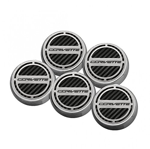 Yellow Carbon Fiber Fluid Cap Cover Set for Corvette - 5-Piece Auto Upgrade