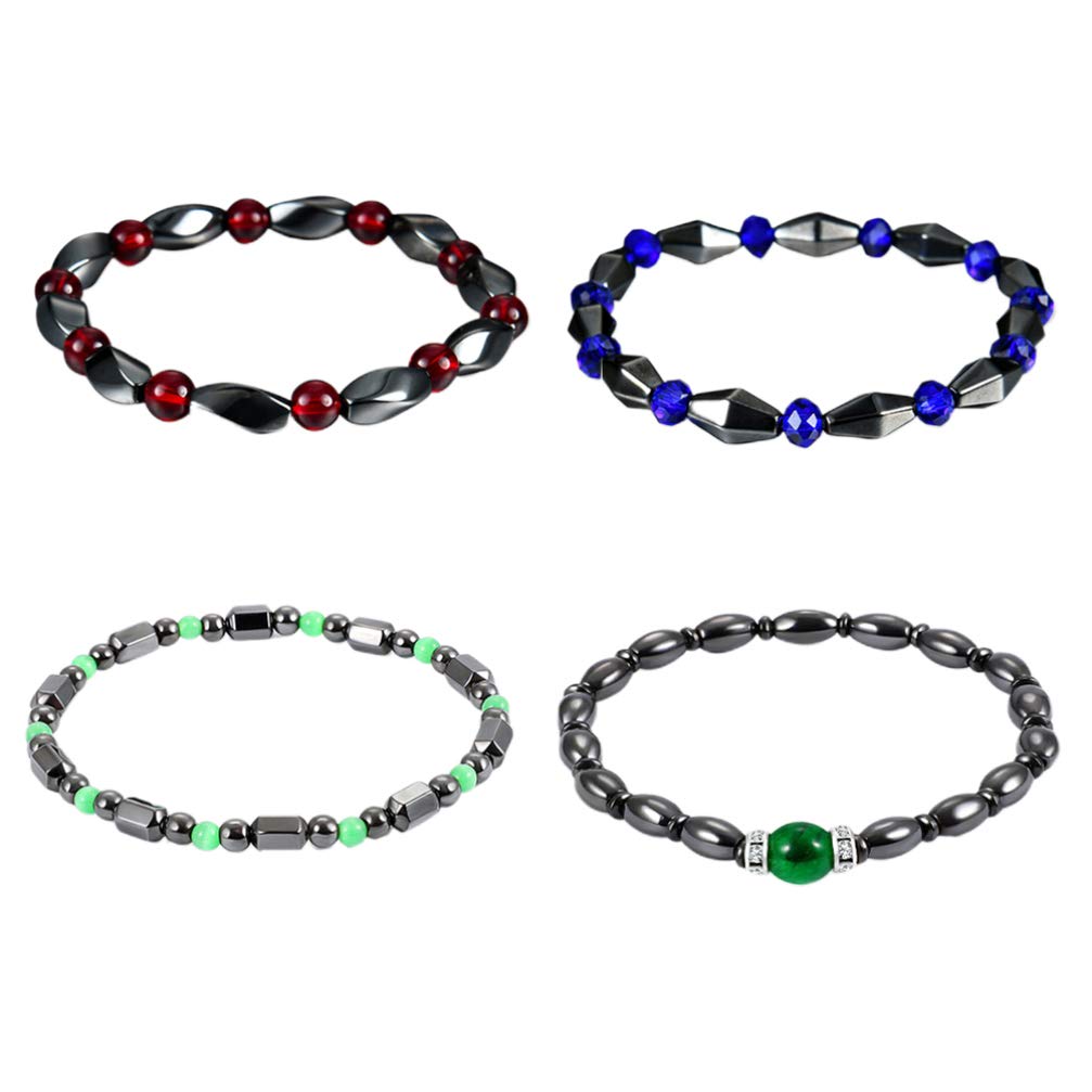 Healifty 4pcs Magnetic Hematite Anklet Bracelet for Men & Women - Natural Stone Therapy Jewelry for Stress Relief & Improved Blood Circulation - Yoga, Meditation & Energy Balancing Accessories - Perfect Gift for Yoga Lovers & Wellness Enthusiasts - Great for Relaxation, Fitness, Holistic Therapy & Everyday Wear - Ideal for Office, Travel, Spa & Home Use