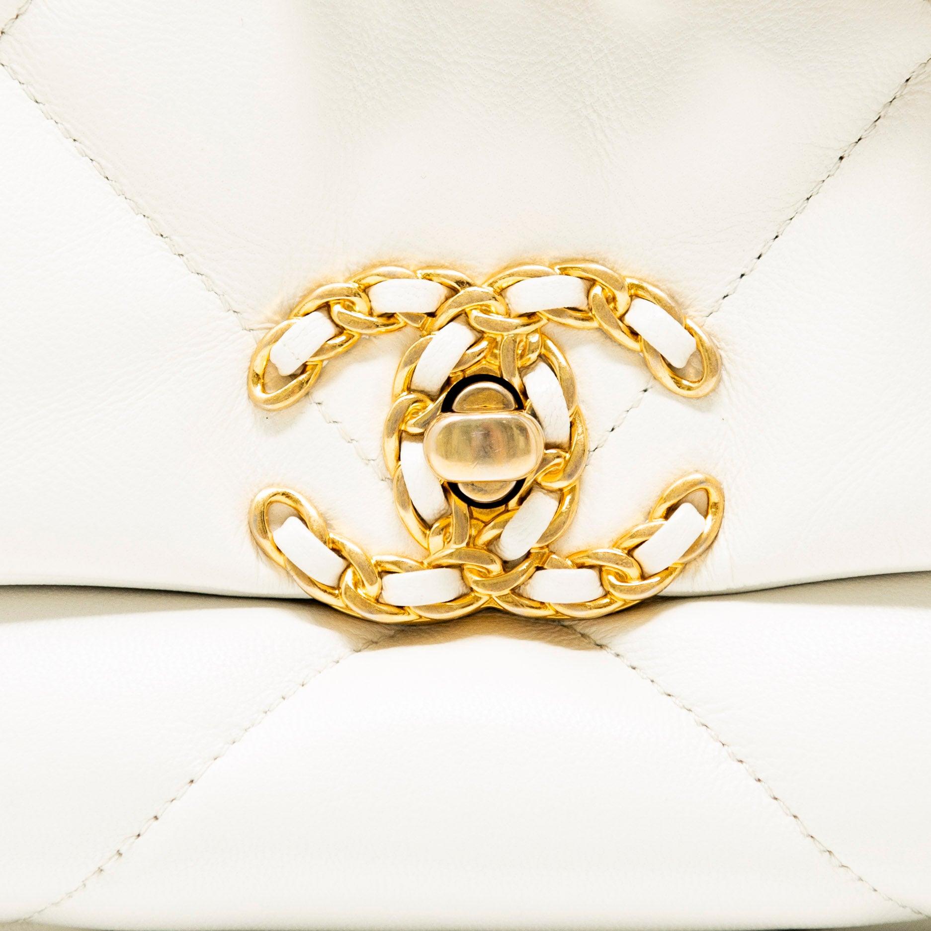 Chanel White Small 19 Flap Bag - Luxury Designer Handbag for Women | Perfect for Everyday Use, Parties & Special Occasions