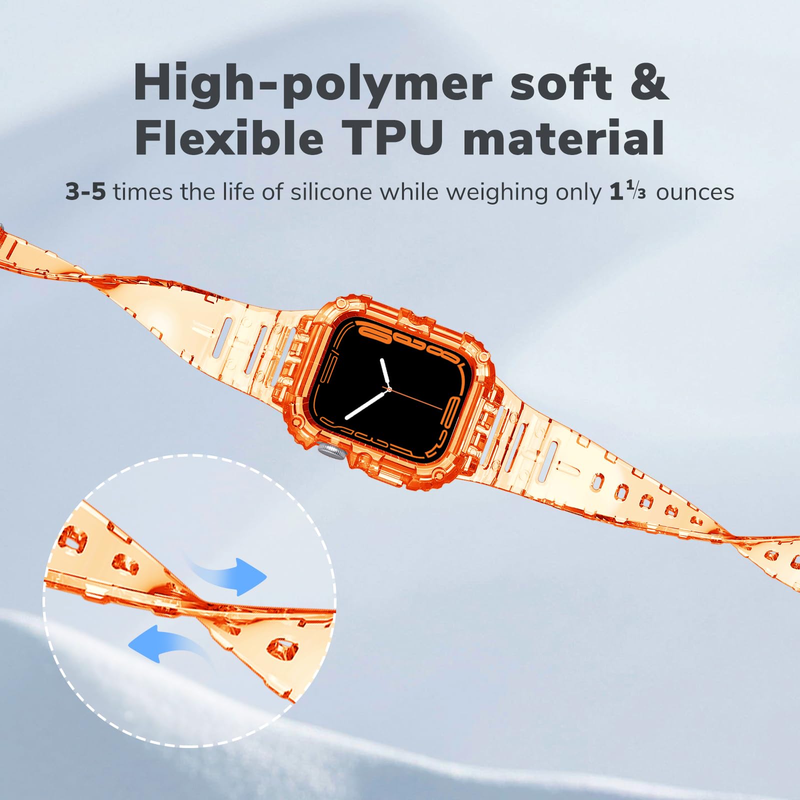 Clear Protective Case & Shockproof Band Compatible with Apple Watch Series 8/7/6/5/4/3/2/1 - 38mm 40mm 41mm 42mm 44mm 45mm Sizes - Perfect for Sports, Workouts & Everyday Wear