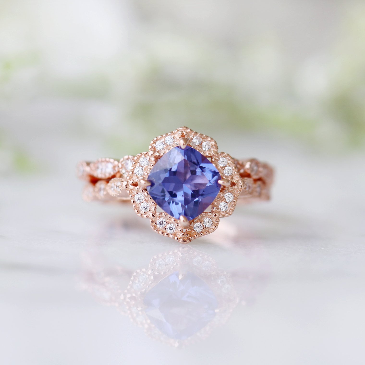Exquisite Tanzanite Ring in 14K Rose Gold Vermeil – Elegant Jewelry for Women, Perfect for Weddings, Anniversaries & Special Occasions