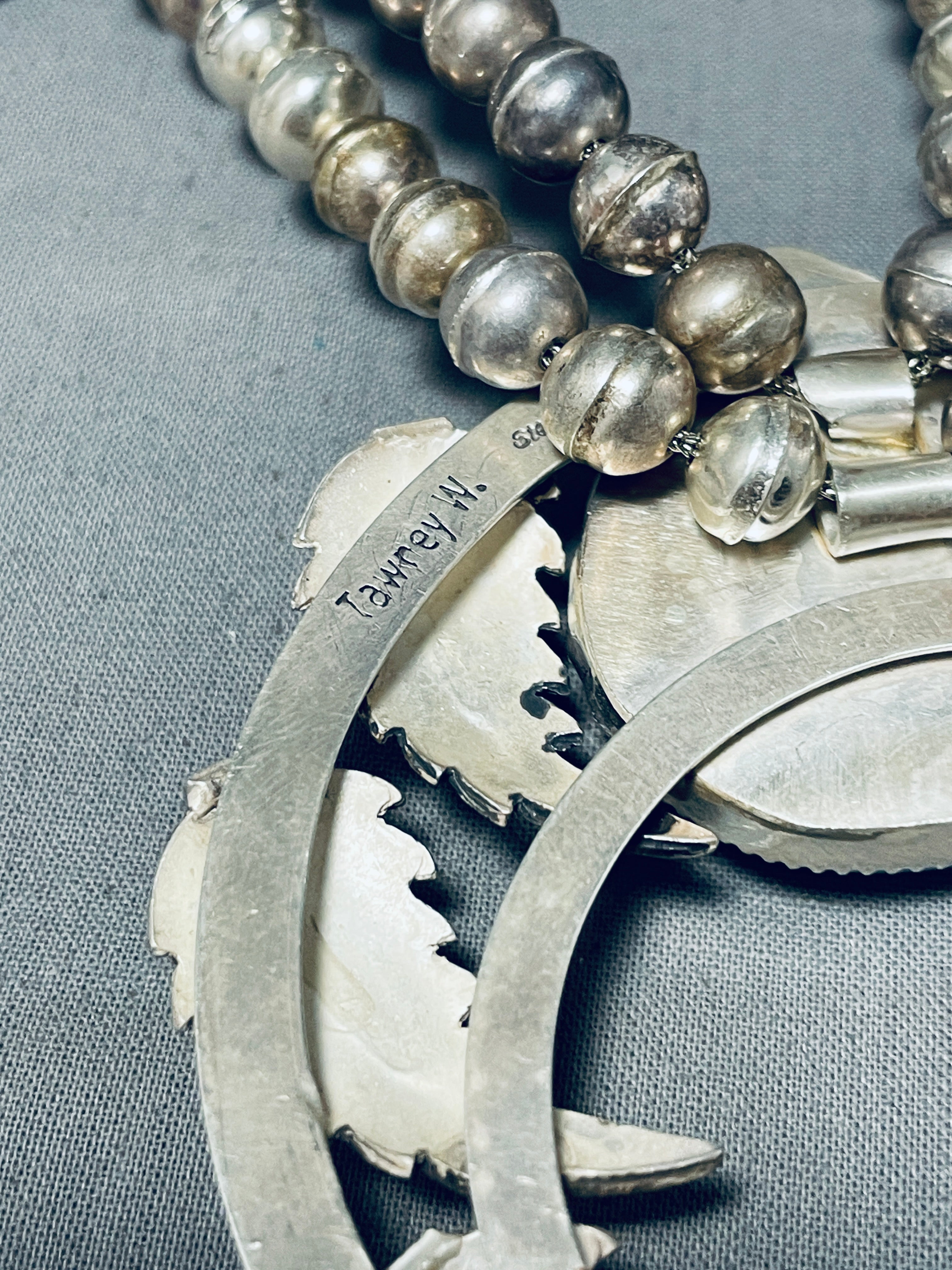 Authentic Navajo Sterling Silver Squash Blossom Necklace with Turquoise - 162g Heavy Handmade Jewelry for Women, Perfect for Boho Fashion & Special Occasions