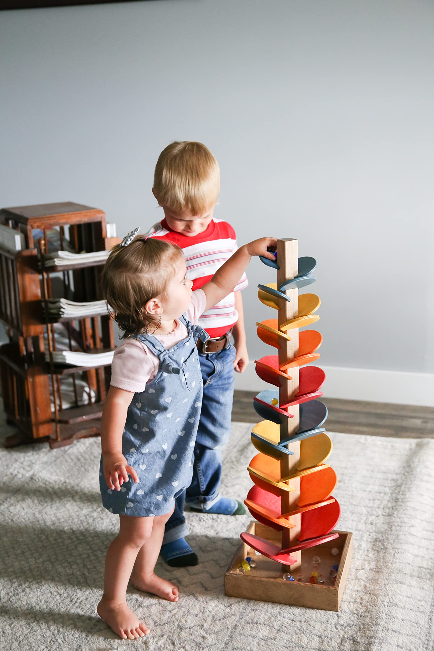 AmishToyBox.com Wooden Marble Tree Toy - CPSIA-Approved Safe for Kids, Includes Marble Set (Circus Splash) - Fun STEM Learning & Montessori Play for Children