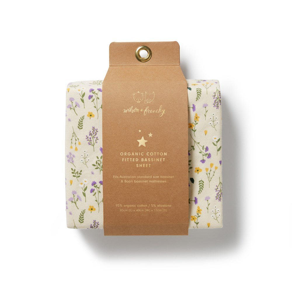 Organic Floral Bassinet Sheet for Baby Crib - Soft, Breathable & Hypoallergenic - Perfect for Nursery, Travel & Co-Sleeping