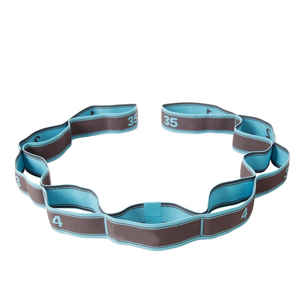 9-Segment Yoga Pull Strap Belt - Latex Elastic Stretching Band for Yoga, Pilates, Gym & Fitness - High-Quality Polyester Resistance Exercise Bands (Blue) - Perfect for Home Workouts, Physical Therapy & Muscle Training